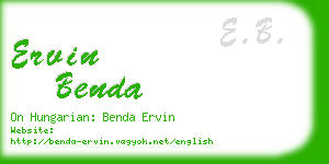 ervin benda business card